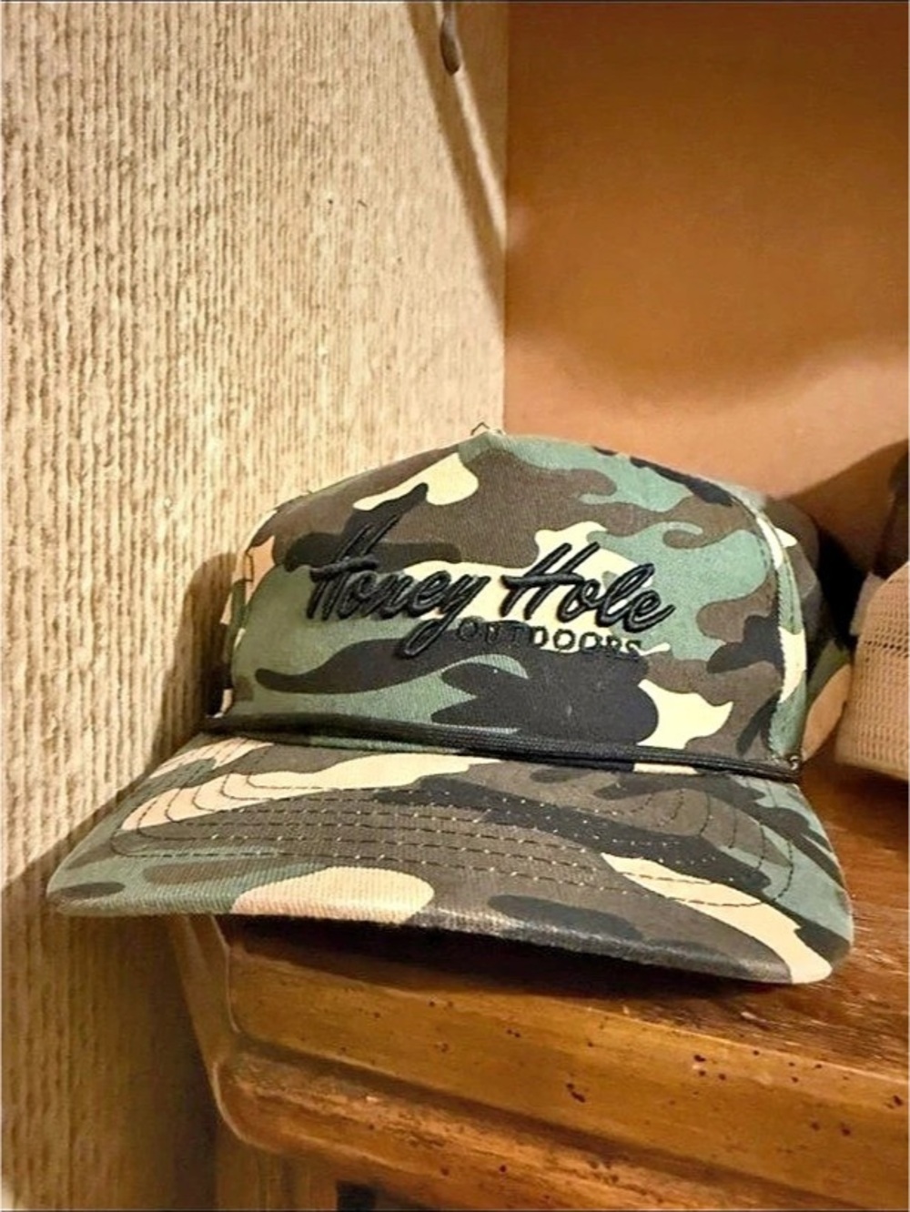 Honey Hole Outdoors Laidback Rope Hat Camo Green & Black